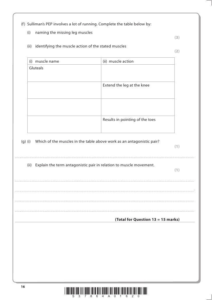 GCSE PE Sample Assessment Questions