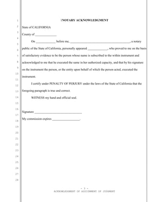 assignment of judgment california sample