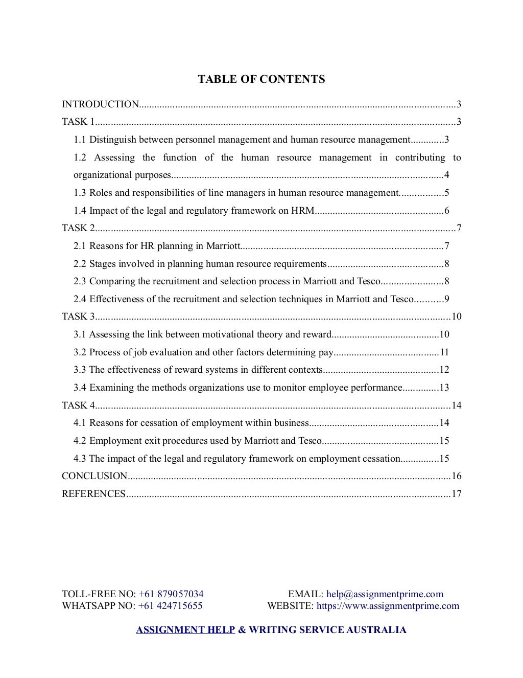 human resource management assignment sample pdf
