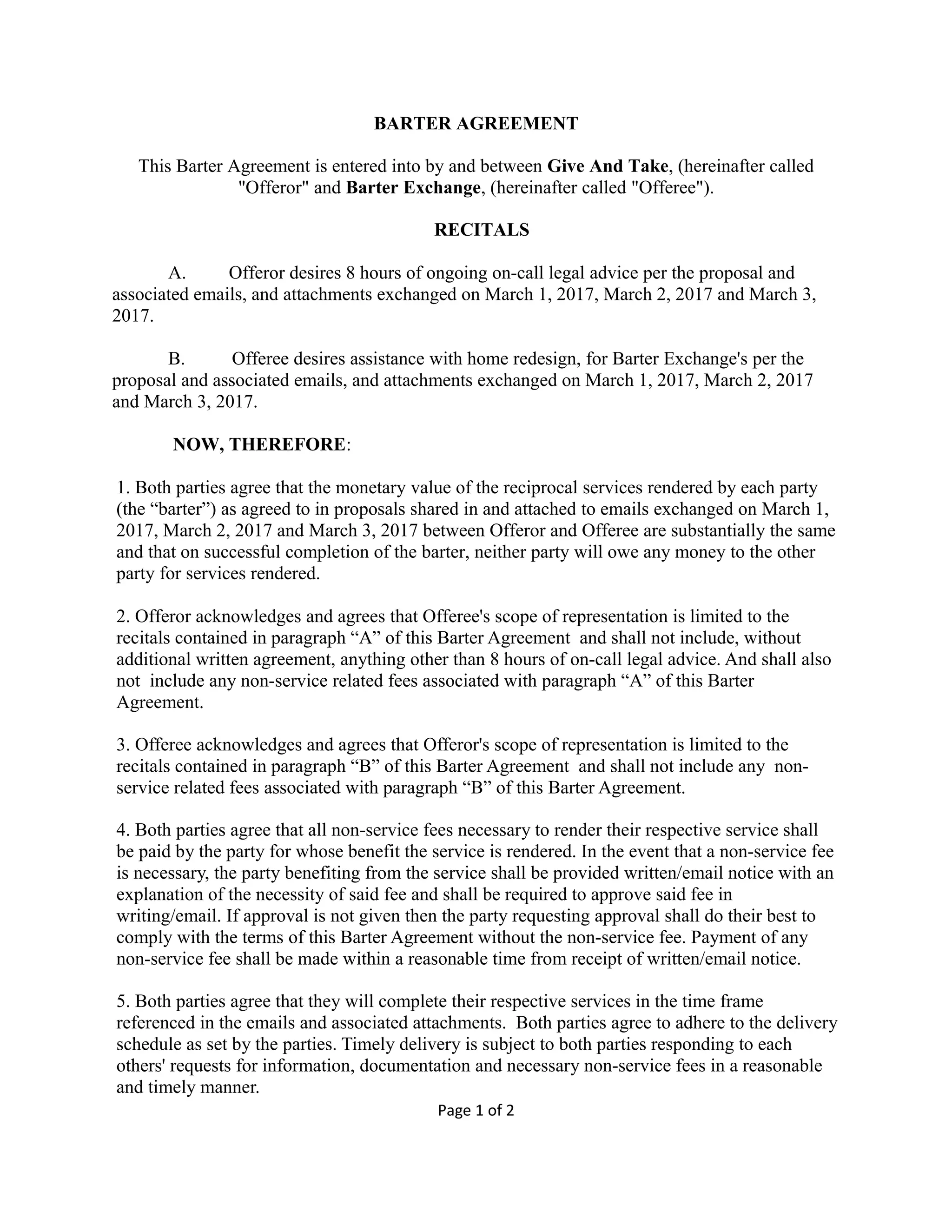 Barter Agreement PDF