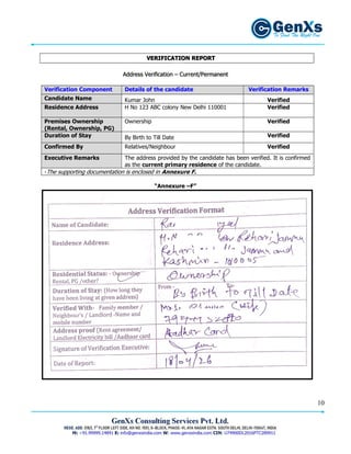 Comprehensive Background Verification Report - Sample | PDF