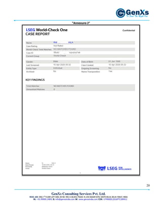 Comprehensive Background Verification Report - Sample | PDF