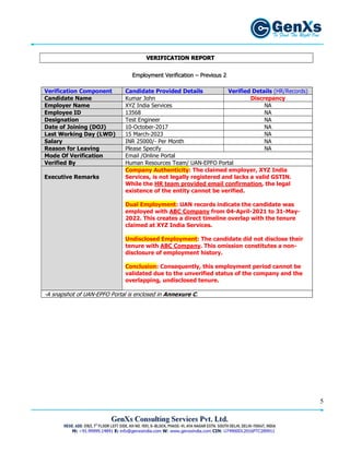 Comprehensive Background Verification Report - Sample | PDF