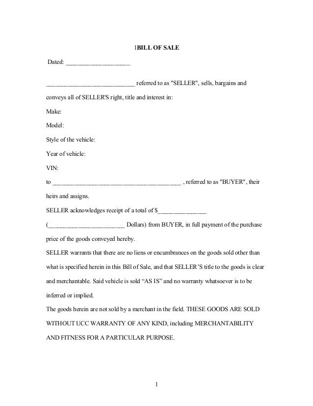 sample bill of sale sample as is bill of sale