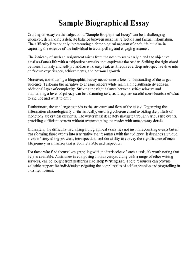 Sample Biographical Essay. . . 45 Biography Templates & Examples (Personal, Professional) PDF