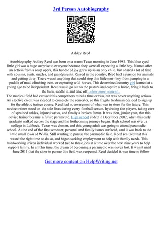 Sample Biography Paper Sample Biography Essay | PDF