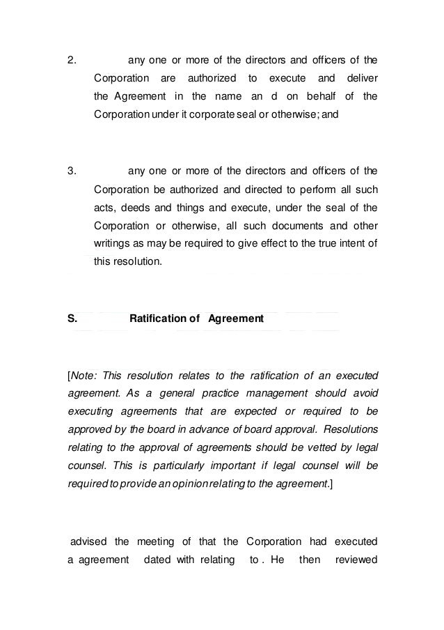 sample of corporate minutes
