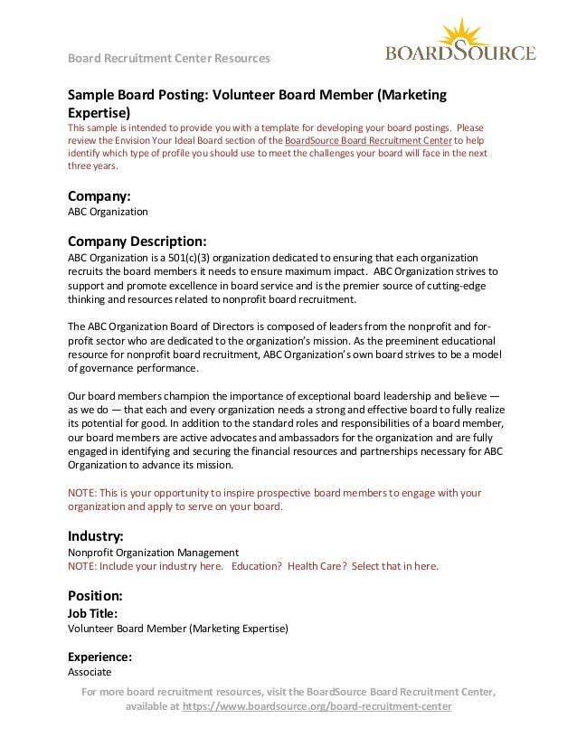volunteer board member marketing expertise sample letter of interest for board position