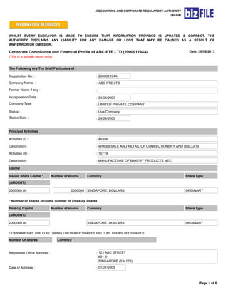 SIngapore ACRA : Sample bp cert(5) & ccfp(6) | PDF