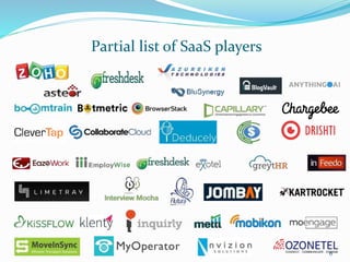 Partial list of SaaS players
6
 