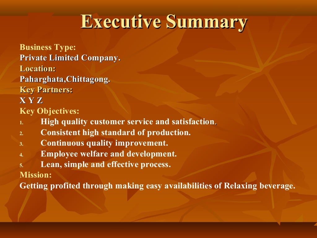 business plan template for beverage company