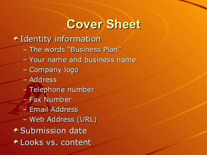 cover page business plan