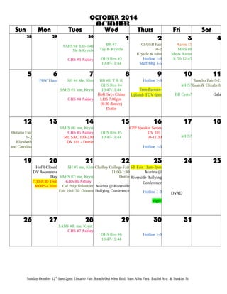 Sample Calendar Oct 2014 PDF