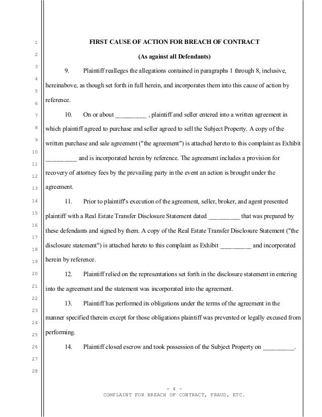 Sample california complaint for real estate fraud against seller, bro…