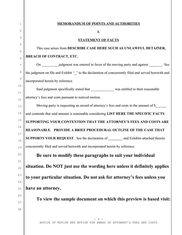 Sample California motion for attorney fees after judgment PDF