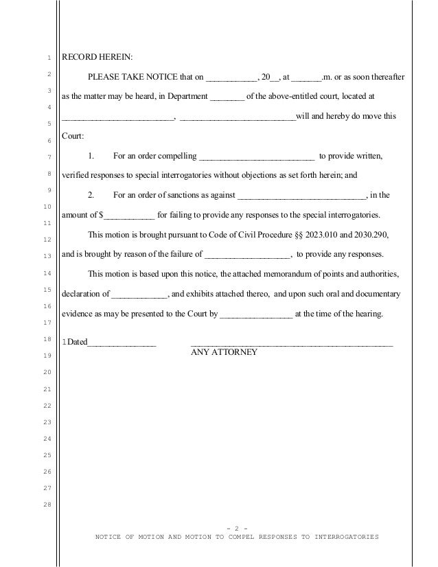 sle california motion to compel responses to special sle california motion to compel responses to special