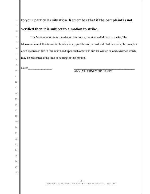 Sample California motion to strike for unlawful detainer (eviction) c…