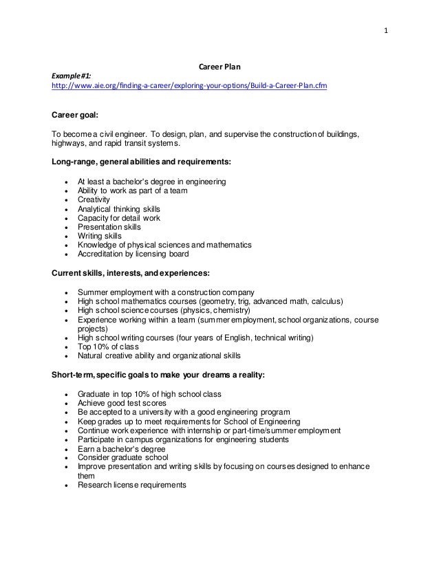 sample career plan sample career plan