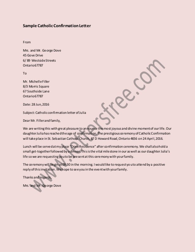 confirmation sle letters catholic confirmation letter template 28 images best confirmation sle letters catholic confirmation letter template 28 images best