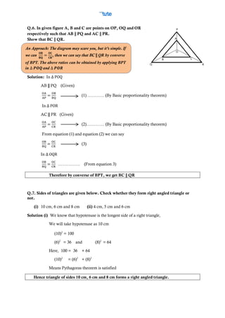 Triangles For Class 10 CBSE NCERT | PDF