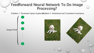 Feedforward Neural Network To Do Image
Processing?
.
.
.
Image Pixels
Problem 1: Parameter Space ExplosionProblem 2: Rotational and Translation Invariance
 