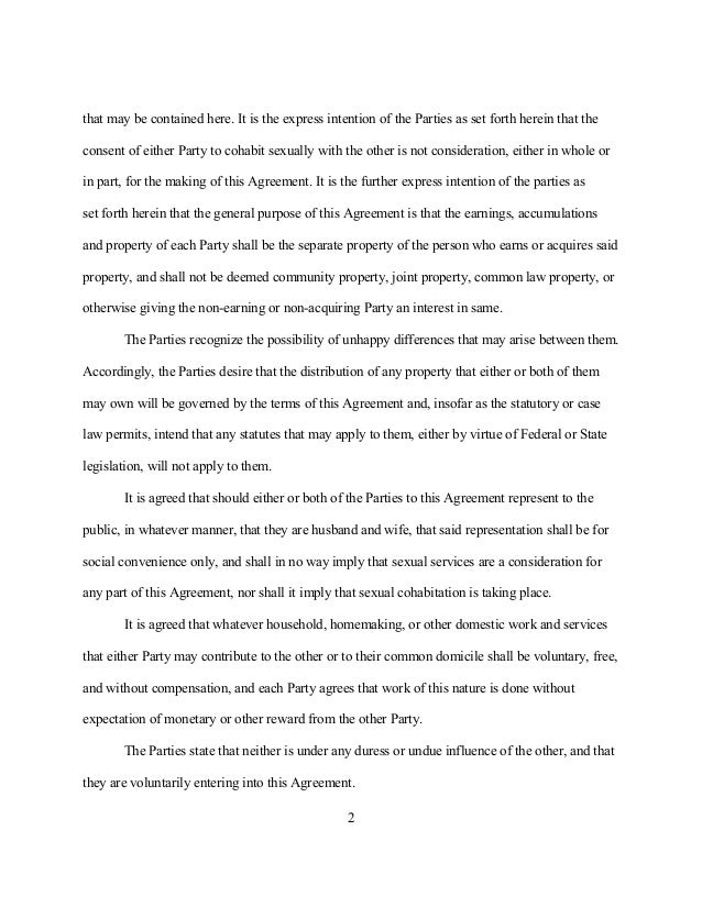 cohabitation agreement sample