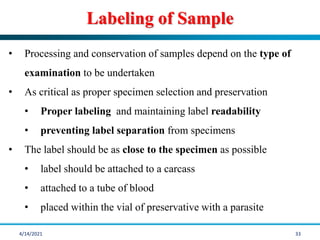 Collection, Preservation and Dispatch of Clinical Samples | PPTX