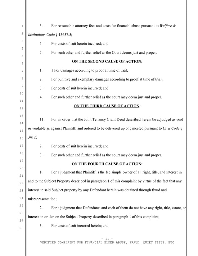 Sample verified complaint for financial elder abuse in California PDF