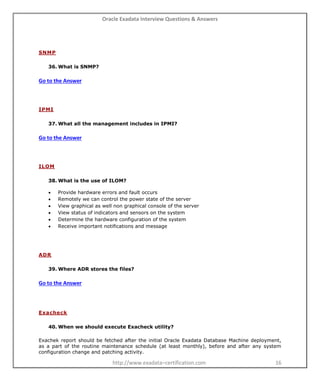 Oracle Exadata Interview Questions and Answers | PDF
