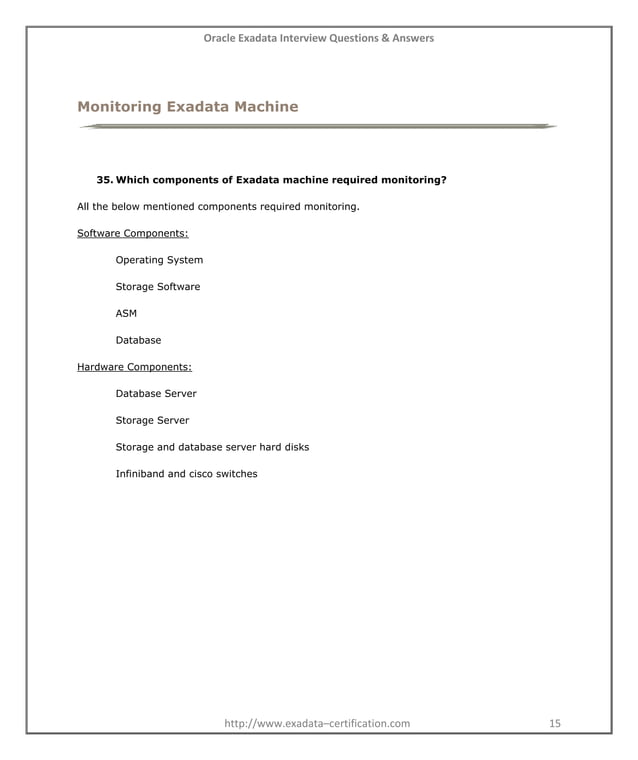 Oracle Exadata Interview Questions and Answers