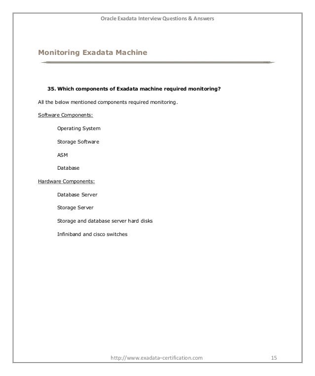 Oracle Exadata Interview Questions and Answers