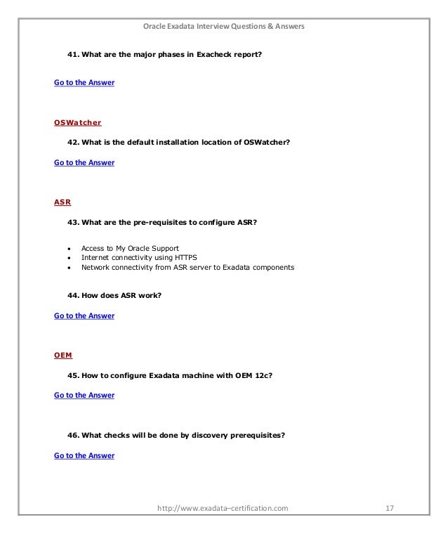 Oracle Exadata Interview Questions and Answers