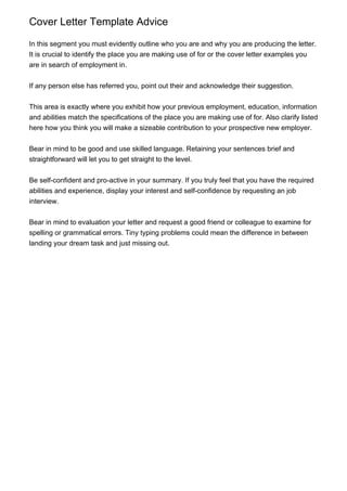 Cover Letter Template Advice