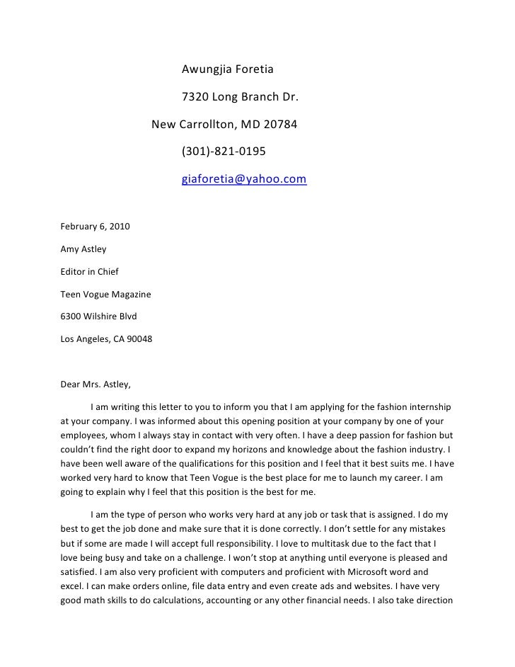 Teenage Cover Letter Template 