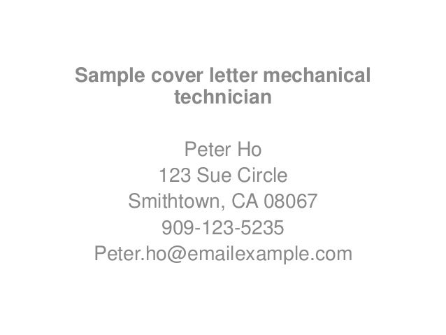 sample cover letter mechanical technician network technician cover letters
