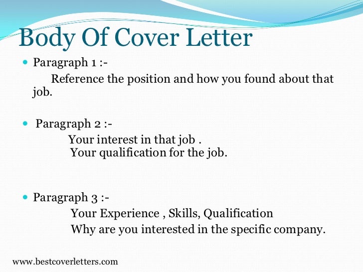 body of cover letters