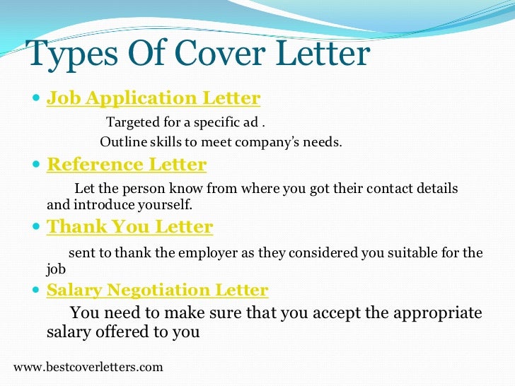 Sample cover letter types