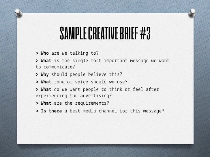 Sample Creative Briefs