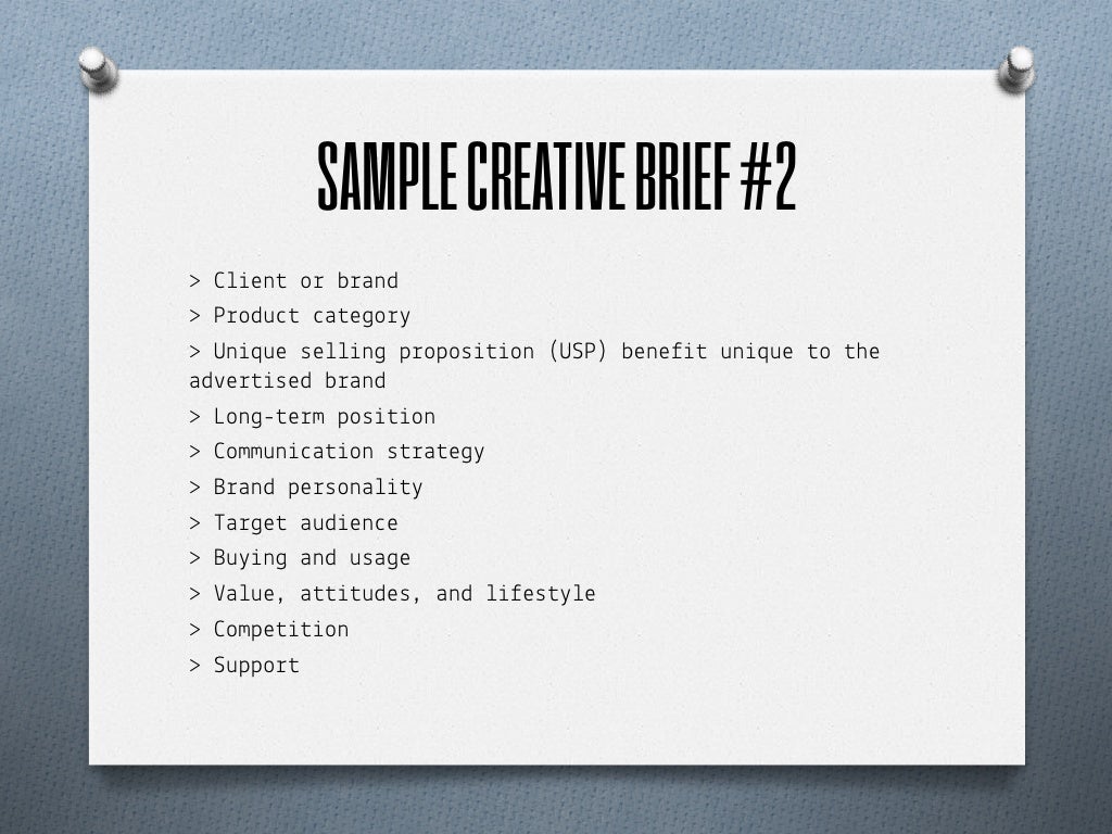 Sample creative briefs