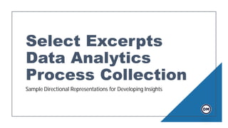 Select Excerpts
Data Analytics
Process Collection
Sample Directional Representations for Developing Insights
 