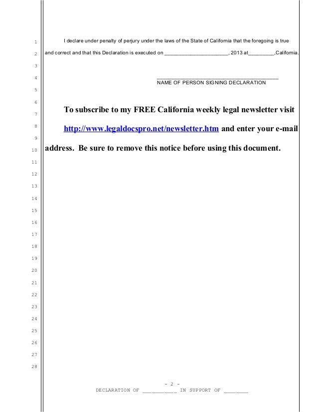 sample california declaration