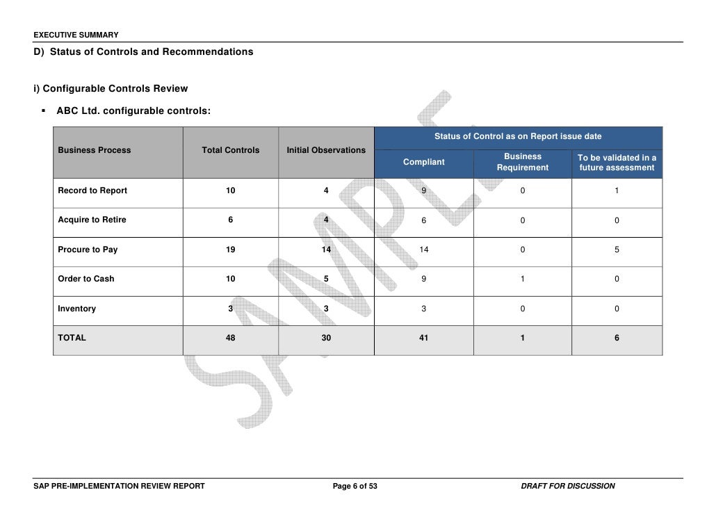 Sample deliverable report