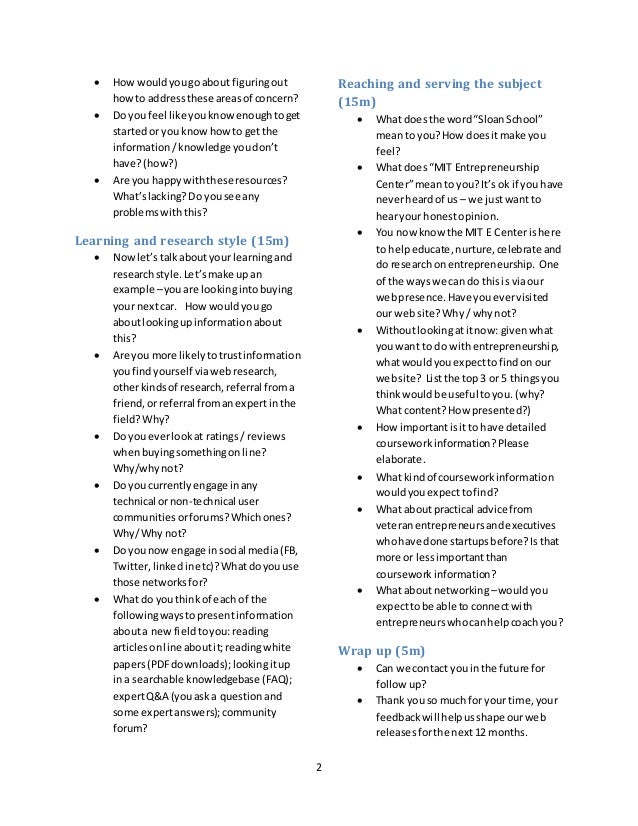 Sample discussion guide