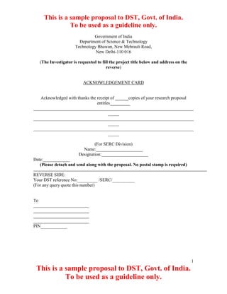 Sample document for submitting Proposals to Department o Science and ...