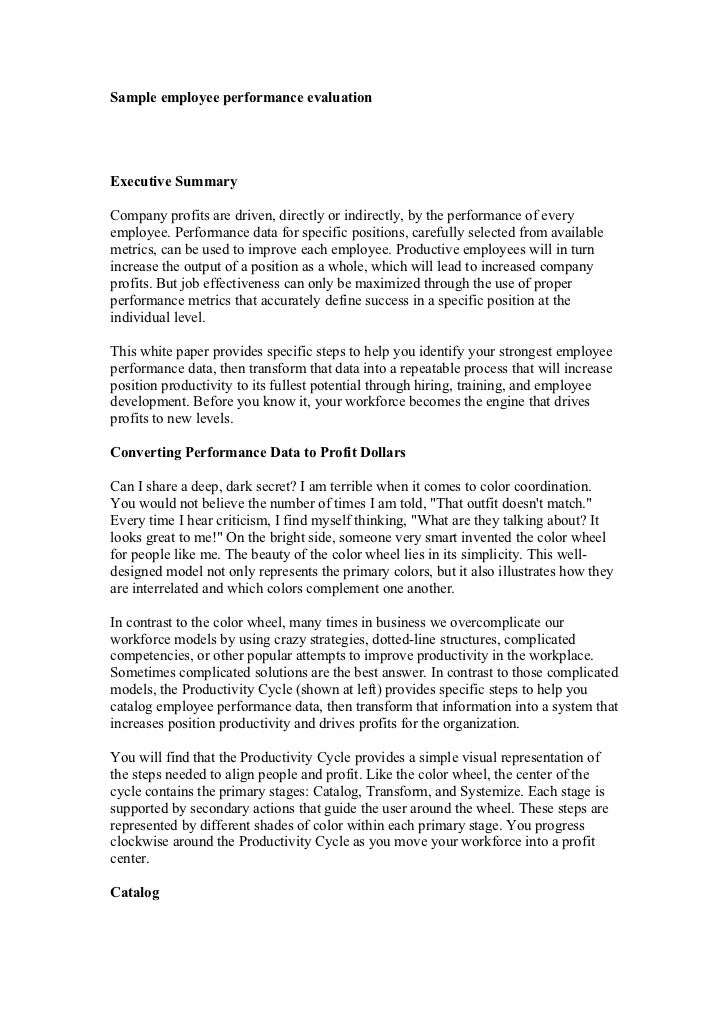 sample job performance reviews