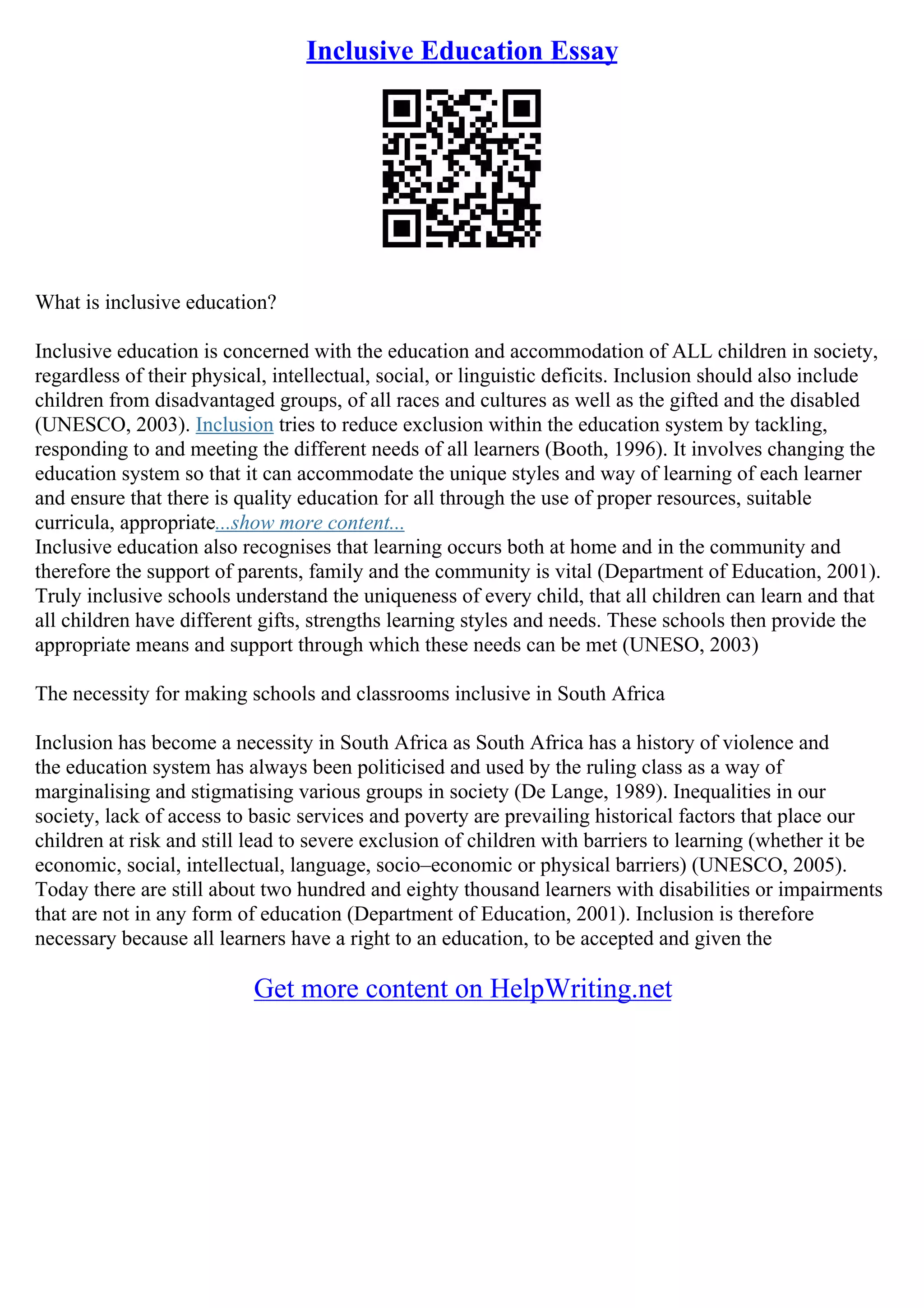 Sample Essay About Education PDF