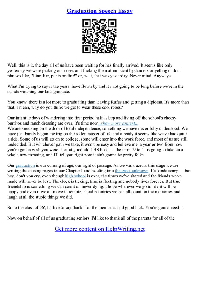 Sample Essay For Graduate School PDF