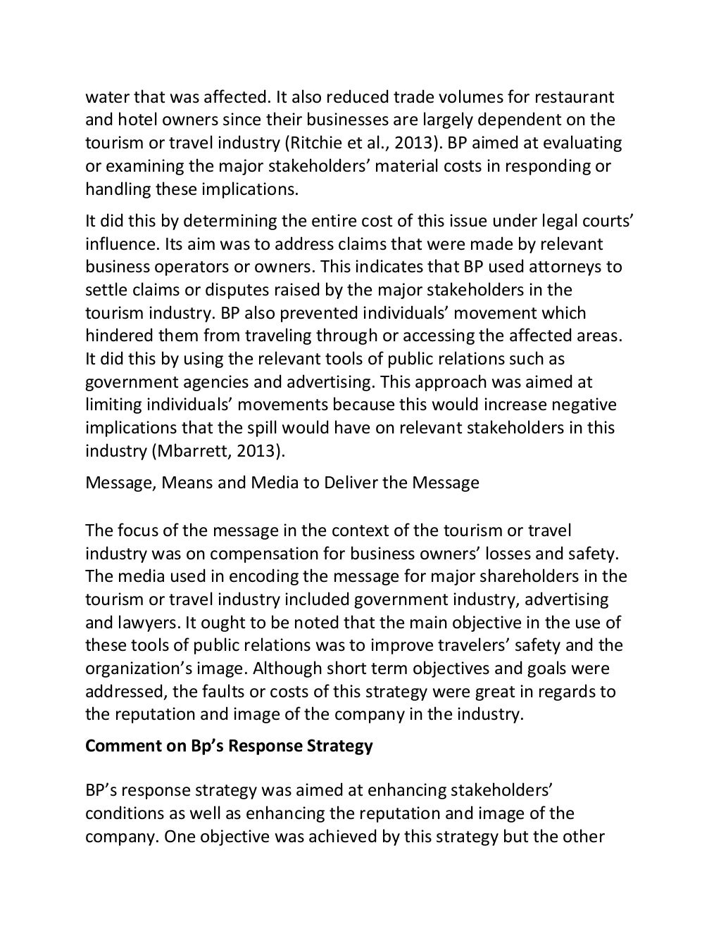 Sample essay on bp oil spill