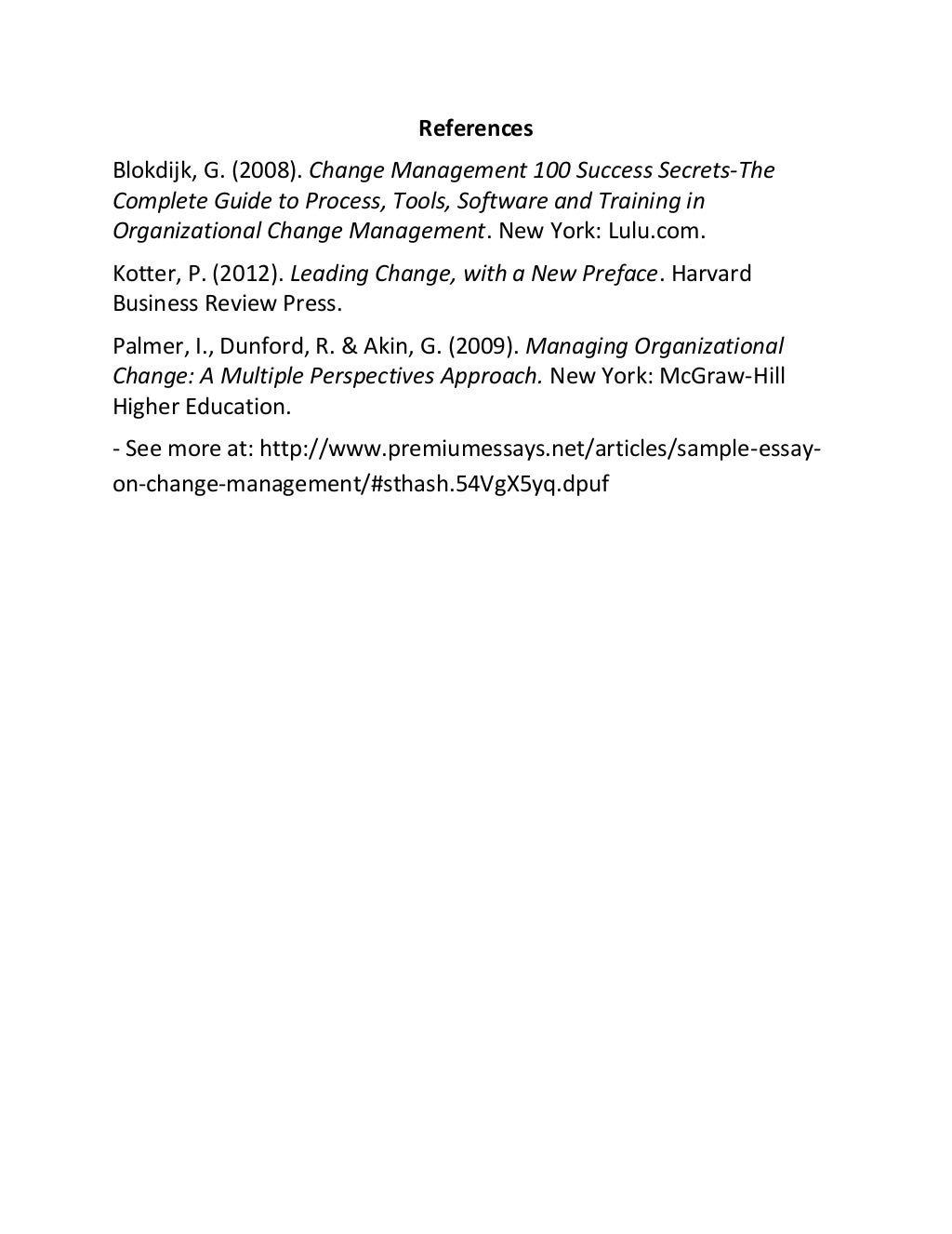 change management essays