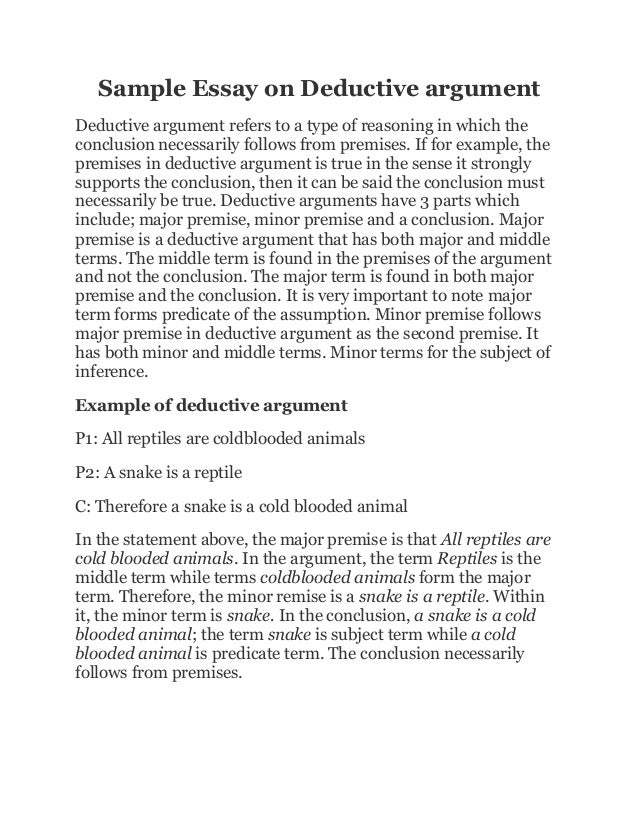 essay about deductive argument